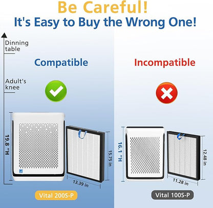 Vital 200S Replacement Filter Compatible with LEVOIT Vital 200S and Vital 200S-P Air Purifier, HEPA and High-Efficiency Activated Carbon Vital 200S-P Filter, Vital 200S-RF, LRF-V201-WUS, 2 Pack, White