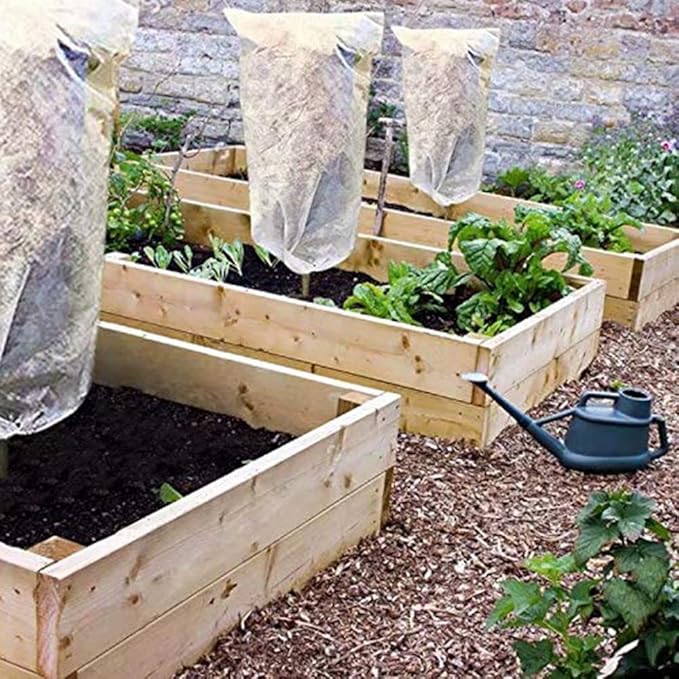 Agfabric Plant Covers Freeze Protection 72"x72"x12" 0.9oz Freeze Cloths for Plants Plant Frost Protection Covers Drawstring Bags Shrub Jacket Warm,White,4 Pack