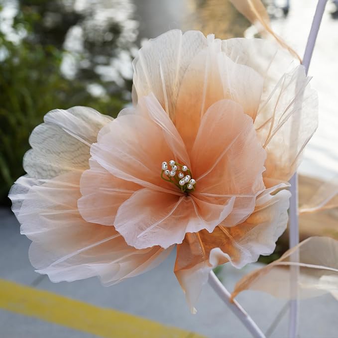 Giant Flowers for Decoration,Large Fake Flower with Standing Stems and Base,Big Artificial Flowers for Home Decor,Wedding Background Decor,Shop Window Display,Banquet,Garden Party (Champagne)