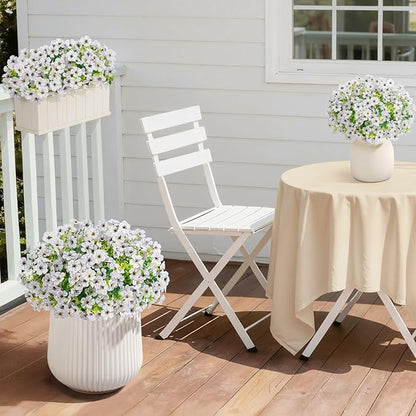 Lifewit Artificial Flowers for Outdoor Indoor, 24 Bundles Plastic Fake Flowers Daisy with Eucalyptus Leaves for Home Garden Decor, Porch, Window Box(White)