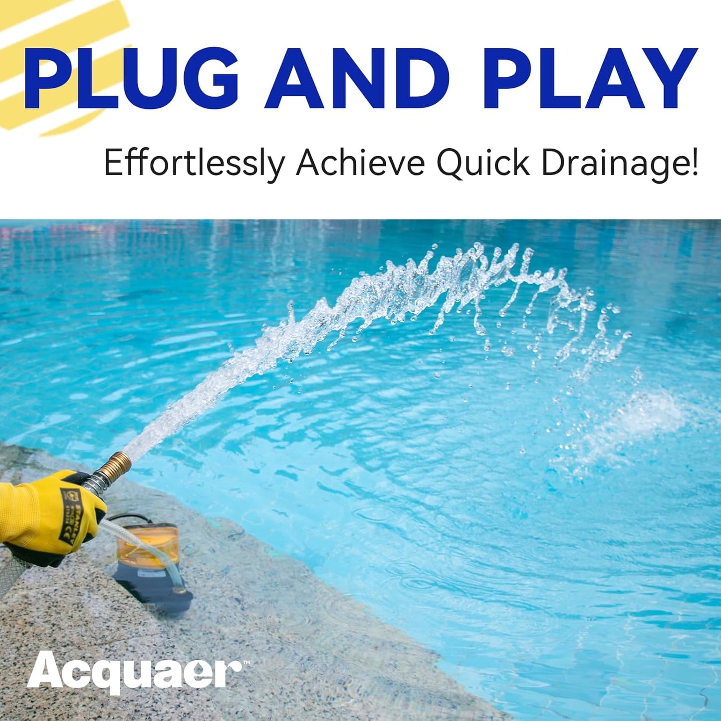 Acquaer 1/2HP Sump Pump, 2906GPH Submersible Water Pump for Water Removal in Hot Tubs, Pools, Basements, and Garden Ponds