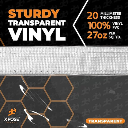 5' x 7' Clear Vinyl Tarp - Super Heavy Duty 20 Mil Transparent Waterproof PVC Tarpaulin with Brass Grommets - for Patio Enclosure, Camping, Outdoor Tent Cover, Porch Canopy - by Xpose Safety