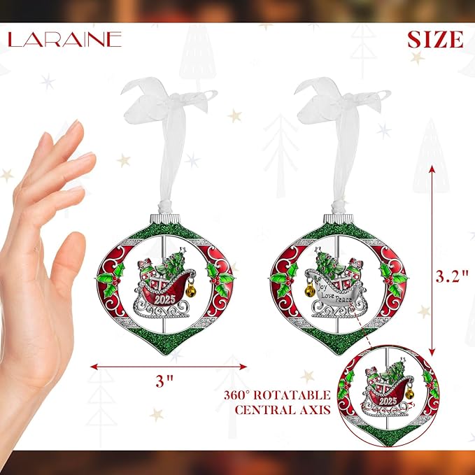 Laraine Christmas Tree Ornaments – 2025 Decorative Rotation Hanging Pendant of Car Charm Holiday Keepsake Gift Home Decor (Sleigh (2025))