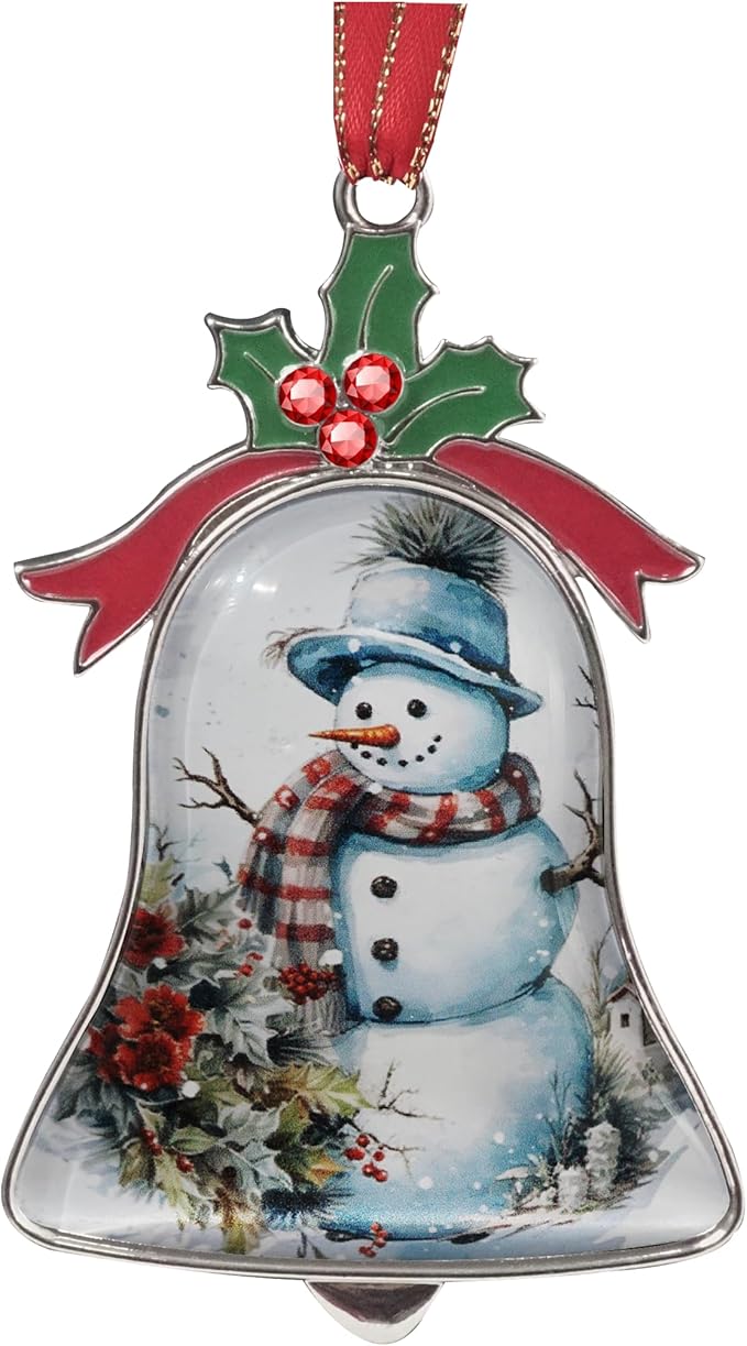 Christmas Ornaments Bell Ornaments for Christmas Tree Ornaments Pendant Decorative Metal Glass Xmas Ornamentses Home Holidays Party Decor Snowman in Holidays
