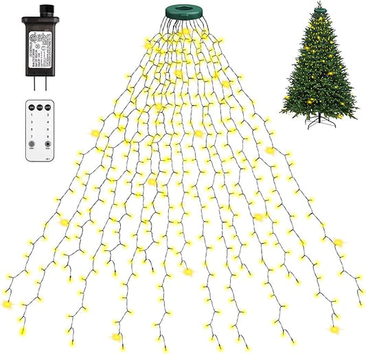 Christmas Tree Lights Indoor, 400 LED 16 Lines of 6.6FT with 8 Flashing Modes, Remote Control & Timer, Memory Function, Warm White Christmas String Lights, Twinkle Tree & Outdoor Waterproof
