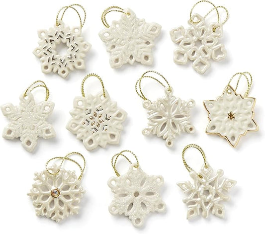 Lenox 890425 Snowflake 10-Piece Ornament Set, Christmas