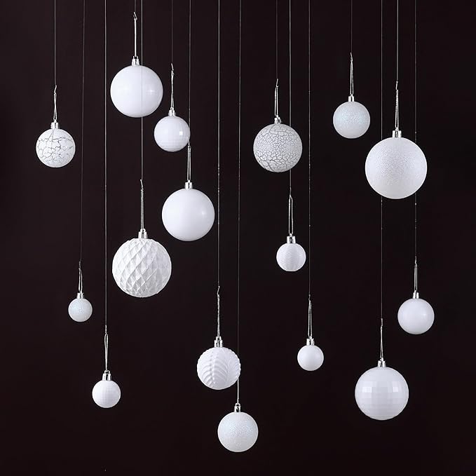 LANGXUN 36pcs White Christmas Tree Decorations Balls, Bolas De Navidad, 2025 Christmas Decor, Indoor Outdoor Shatterproof Christmas Ornaments, Xmars Party Wedding Suppiles