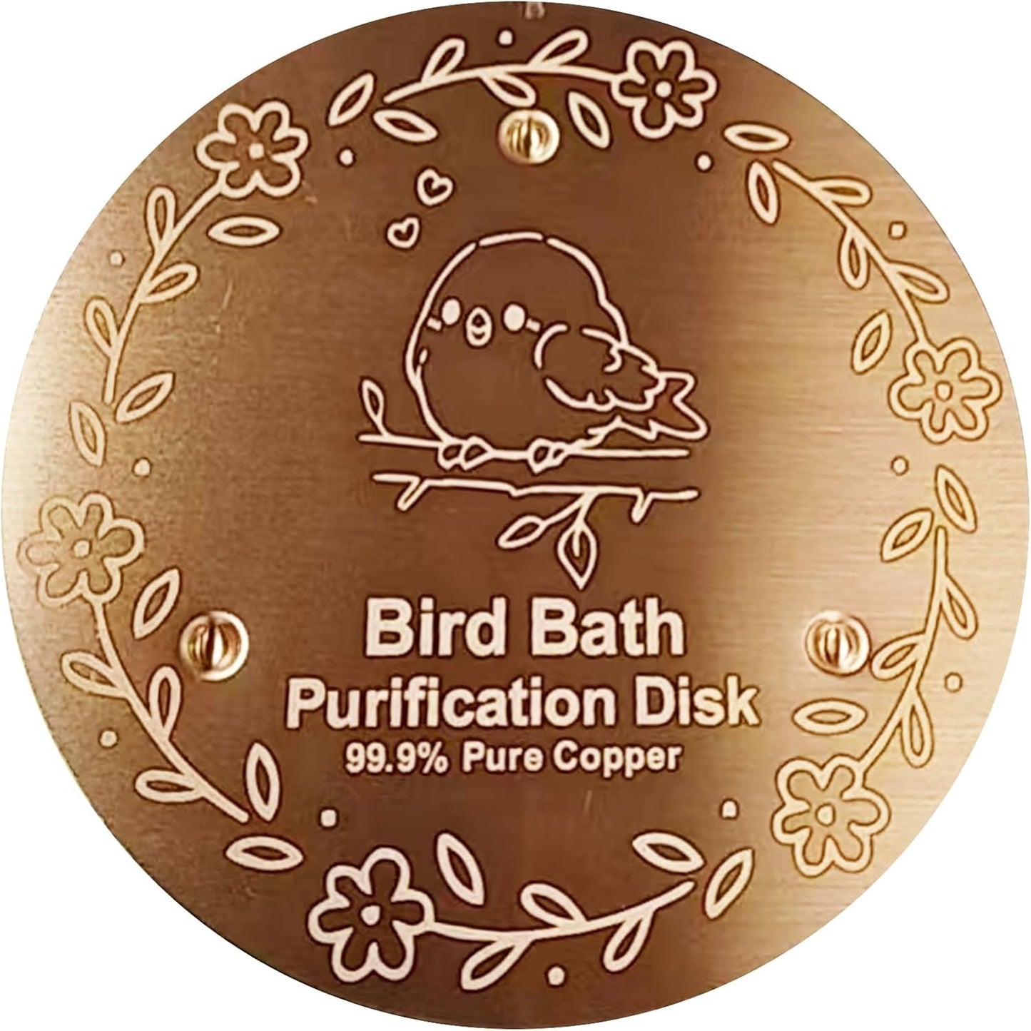 Bird Bath Copper Plate, 4 inches with 0.6mm Thickness, 99.99% Pure Copper Cleaning Plate Three Point Support,Offers Physical Safe Water Purification,Suitable for Outdoor Bird Bath (1 Pack)