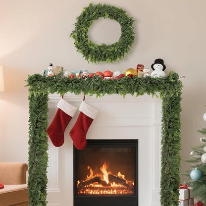 6 FT Real Touch Christmas Garland for Holiday Indoor Outdoor Decor,Cedar Garland,Cypress Garlands,Real Touch Pine Garlands,Thick and Lush for Home Dining Table Mantel Porch Christmas Decor. ﻿