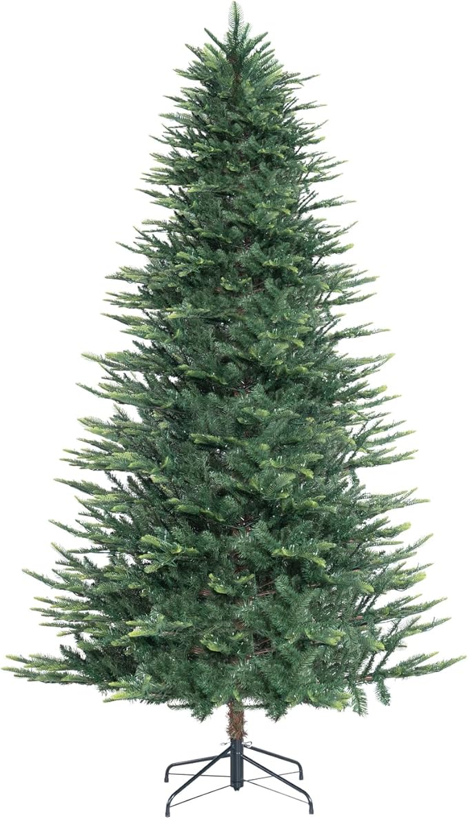 Naomi Home 6.5ft Nordic Christmas Tree with Lights, Realistic Charming Prelit with 921 Branch Tips, 500 Warm Lights and Metal Stand, Aritificial Tree