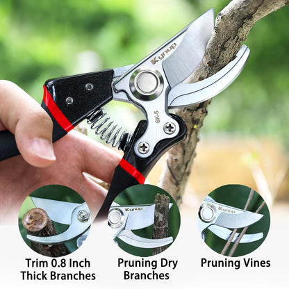 Kynup Pruning Shears for Gardening, Garden Shears Heavy Duty, Cutting Shears Pruners, Hedge Clippers, Rose Pruning Shears, Hand Clippers Gardening (Red Black)