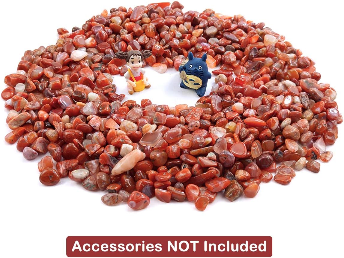 WAYBER Decorative Stones, 1 Lb/460g (Fill 0.9 Cup) Natural Red Agate Pebbles Irregular Crystal Rock Gravel for Aquarium Turtle Tank Decoration/Succulent Plant Landscape/Flowerpot Vase Ornament