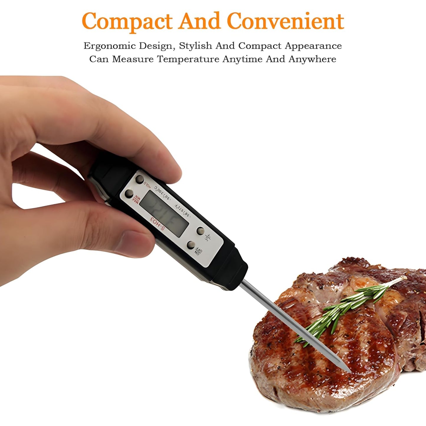 Meat Thermometer - Digital Food Thermometer for Cooking Kitchen - Automatic Calibration Pen Style Electronic Pocket Thermometer for Water Temperature, Barbecue (Black)