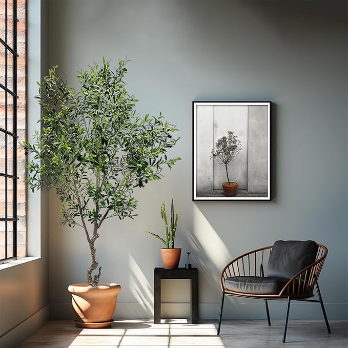 Artificial Tree Faux Olive Tree 8ft(3198leaves) Tall Fake Olive Plant in Pot Fake Silk Tree Faux Plants Indoor