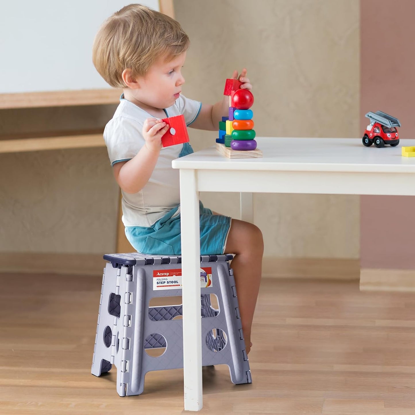 ACSTEP 13 Inch Folding Step Stool,Foldable Step Stools for Kids and Adults 300 LB Capacity, 300 LB Capacit Suitable for Kitchen Fishing (Purple)