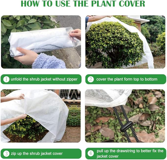 Agfabric Plant Covers Freeze Protection with Zipper 1.5oz 120''x120''Shrub Cover Winter Tree Jacket for Frost Protection & Season Extension
