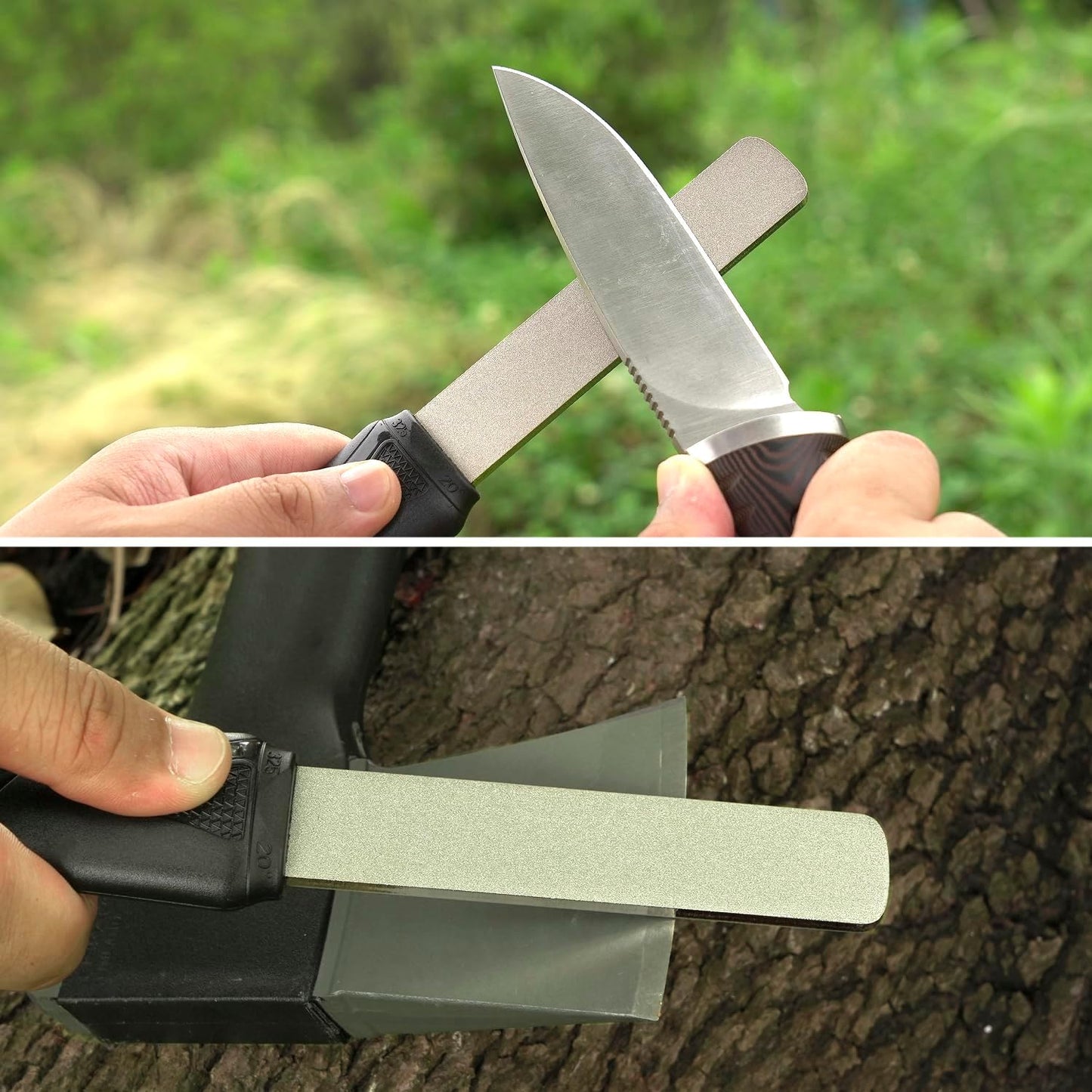 SHARPAL 121N Dual-Grit Diamond Sharpening Stone File Garden Tool Knife Sharpener with Angle Guide Coarse 325 / Extra Fine 1200 Grit for Lawn Mower Blade, Axe, Hatchet, Hedge Shears, Chisels, Drills