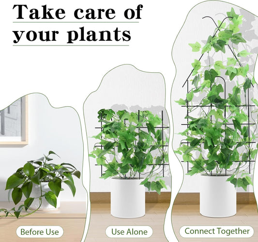 ZOUTOG Trellis for Climbing Plants Indoor 4 Pack 30 Inch,Rustproof Metal Garden Trellis for Potted Plants,Houseplant Support Indoor Outdoor for Ivy Pothos Monstera Hoya Flower Vines(House Shape)