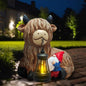 Highland Cow Gnome Solar Statues Decor - Garden Gnomes Statues Highland Cattle Mouth with Lights, Outdoor Ornaments Funny Decoration for Yard, Patio, Unique Gifts Birthday for Women, Mother Day