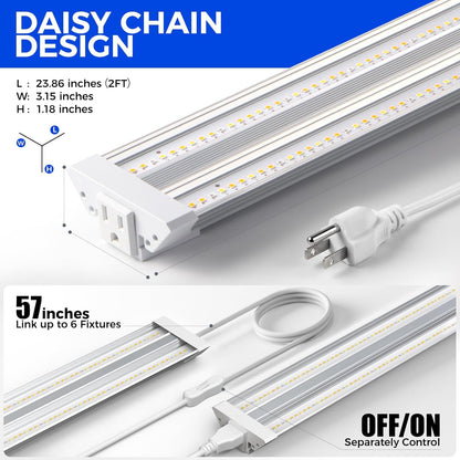 Barrina TX36 2FT Grow Light, 144W(4 x 36W, 800W Equivalent), High PPFD, Full Spectrum, Mechanical Timer, Hanging Plant Lights for Indoor Growing, Seedlings with On/Off Switch, Linkable, 4 Packs