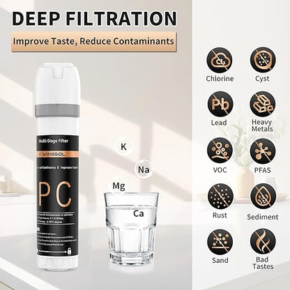 WINGSOL Under Sink Water Filter System with Faucet, Anti-Clogged Design, Reduces PFAS, Lead, Chlorine, Bad Taste, Sediment, NSF/ANSI 42&53, 8K Gallons, Easy Installation, Brushed Nickel Faucet