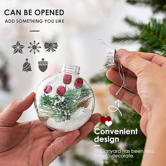 Christmas Ornaments Ball Set-Shatterproof Clear Plastic Decorative Baubles for Xmas Tree House Holiday Wedding Party Decoration,19Pcs (Pine Needle)
