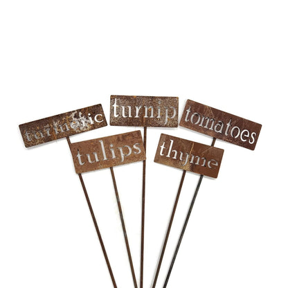 Classic Metal Garden Markers 19 Inches Tall (tulips, Naturally Rusted)
