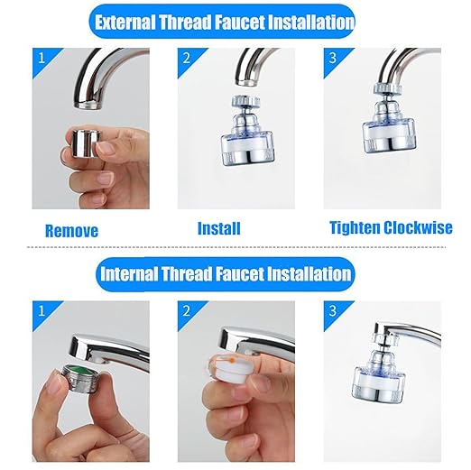 7Pcs Sink Water Filter Faucet with Cartridges Set, Universal 360 ° Rotating Kitchen Faucet Water Filter Removes Fluoride Heavy Metals Hard Water Compatible with Most Kitchen/Laundry Sink Faucets