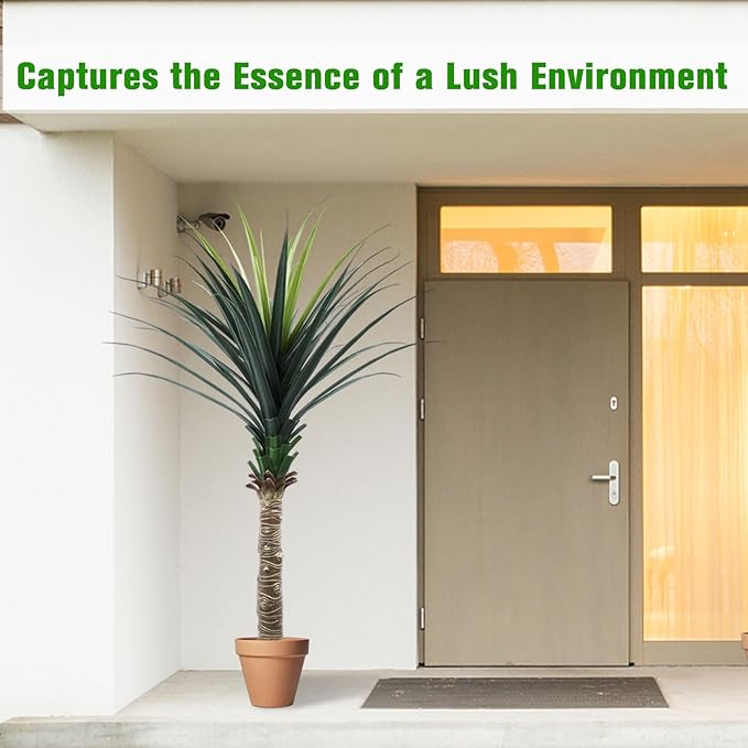 ANTING Artificial Agave Snake Plant 6FT, Lifelike Fake Plant with Pot for Indoor, 72IN Faux Plant, Ideal for Home, Office, Garden, Hotel Decor & Gift (1Pack)