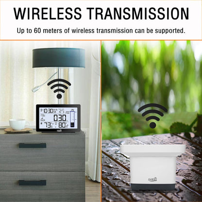 Digital Rain Gauge Outdoor with Thermometer, Self-Emptying Wireless Rain Gauges Outdoors Best Rated, High Precision Electronic Remote Rain Collector, Freeze Proof Automatic Rain Measure Gauge for Yard