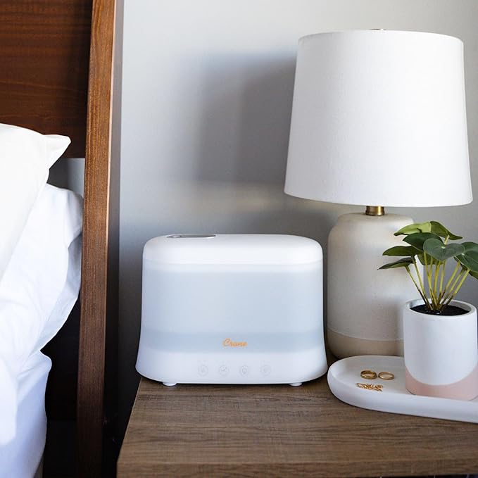 Crane 1.9 Liter Top Fill Cool Mist Humidifier & Essential Oil Diffuser, Whisper-Quiet, 15-Hour Run Time, Night Light, Small Room Air Humidifier, Humidifiers For Bedroom Kids