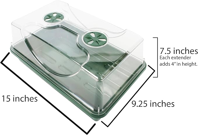 EarlyGrow 70738 Medium Domed Propagator, 15" x 9" x 7", Black/Dark Green