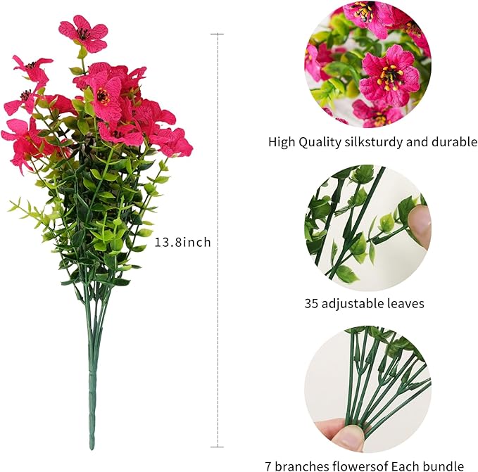 Artificial Fake Plants Flowers for Outdoor Outside Summer Decoration,16 Bundles No Fade UV Resistant Realistic Plastic Faux Silk Fake Daisy Plants for Outside Garden Home Planter Porch Patio Yard