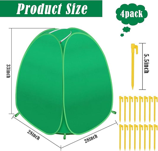 4 Pack Plant Covers Freeze Protection, 28x28x33 Winter Shrub Frost Covers for Outdoor Plants, Warm Plant Protectors Tent for Protecting Fruit Tree Potted Plants and Shrub from Freezing Animals Eating