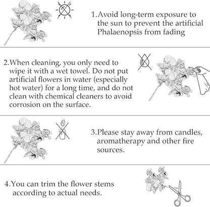 Chuangdi 2 Pieces Artificial Phalaenopsis with Suction Cups Terrarium Plant Decoration Reptile Habitat Plant Decor for Hermit Crab Lizards Geckos Snake Reptile (Dark Pink, White Yellow)