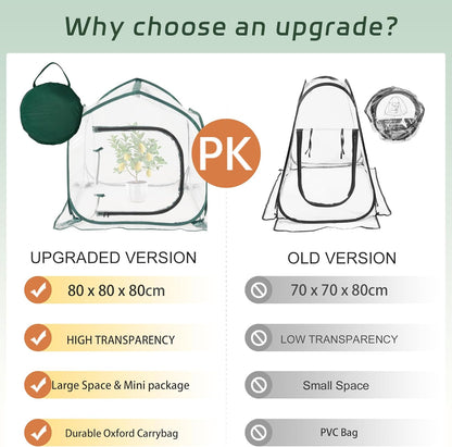 Mini Transparent Pop Up Greenhouse for Indoor and Outdoor Backyard Gardens - Portable Large Space and Durable