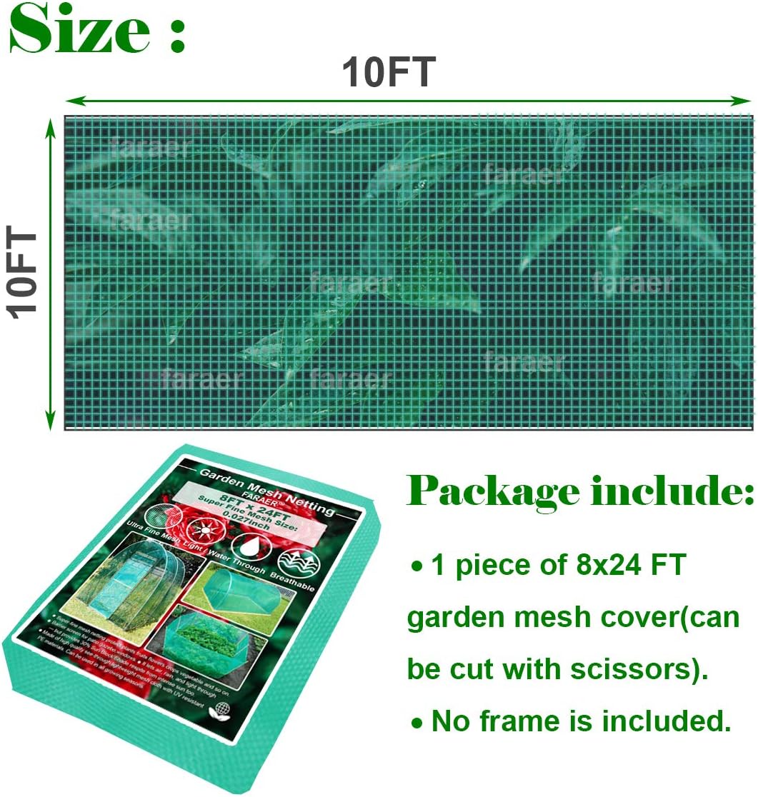 Garden Barrier Netting, Plant Covers 8x24ft Extra Fine Mesh 30% Sun Net Green Sunblock Mesh Shade Protection Netting for Vegetable Fruits Flowers Crops Row Cover Raised Bed Screen Against Birds Animal