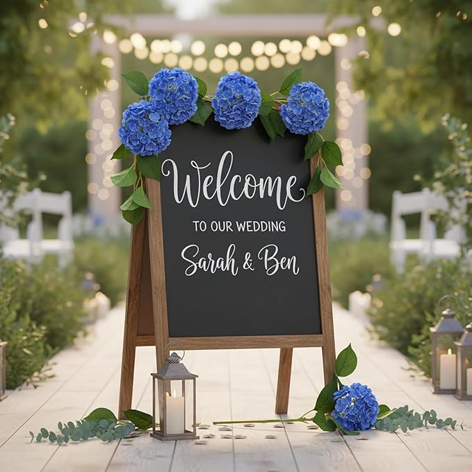 3 Pcs Blue Hydrangea Artificial Flowers, 19 inch Faux Hydrangeas Real Touch Flowers , Long Stem Artificial Flowers for Tall Vase Home Wedding Bouquets Centerpieces Party Living Room Decoration