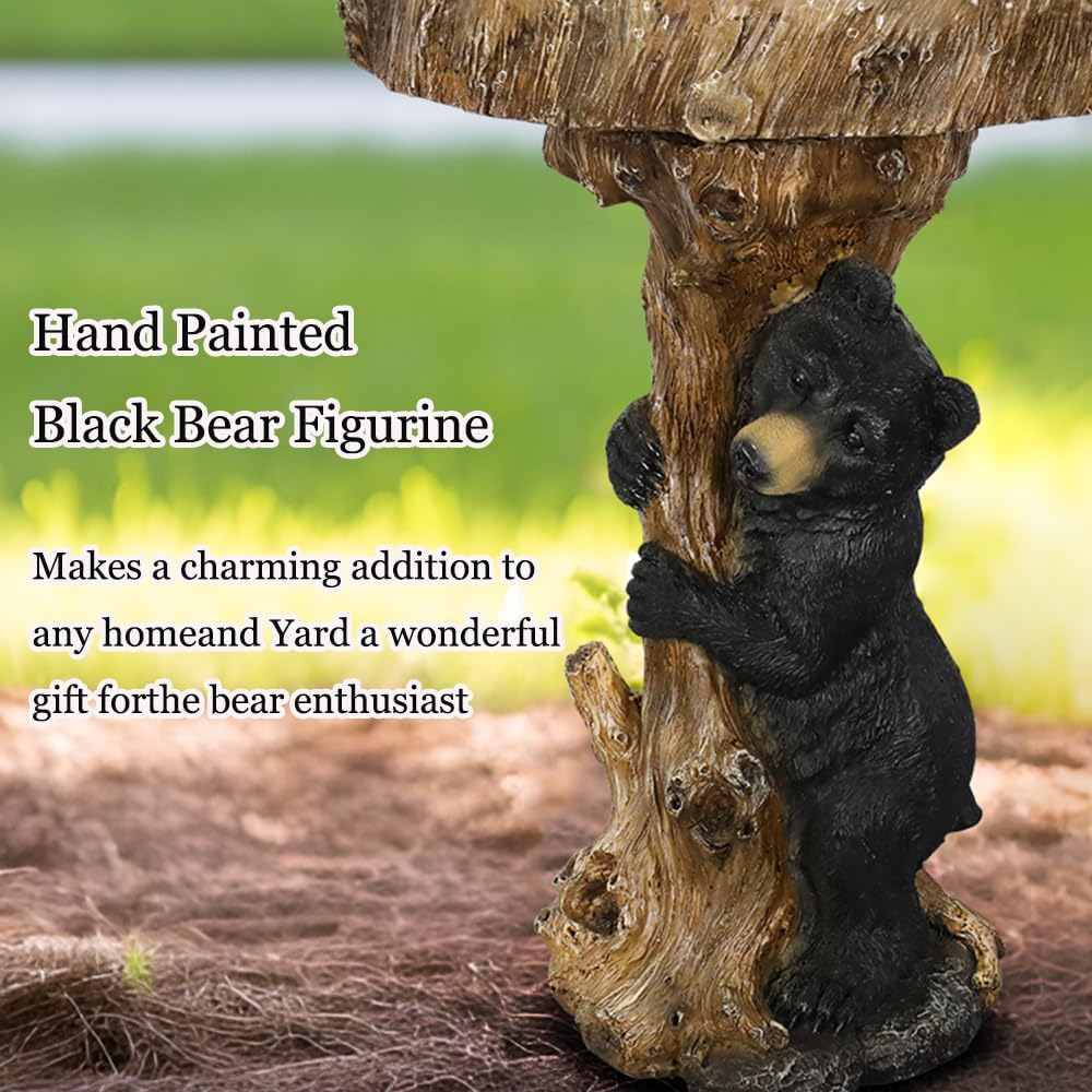 23.6”Tall Resin fiber Outdoor Bird Baths for Garden - Standing Birdbath, Woodland Tree Trunk Decoration Yard Statue，Pedestal Birdbaths, Garden, Patio, Lawn, Backyard (24inch)