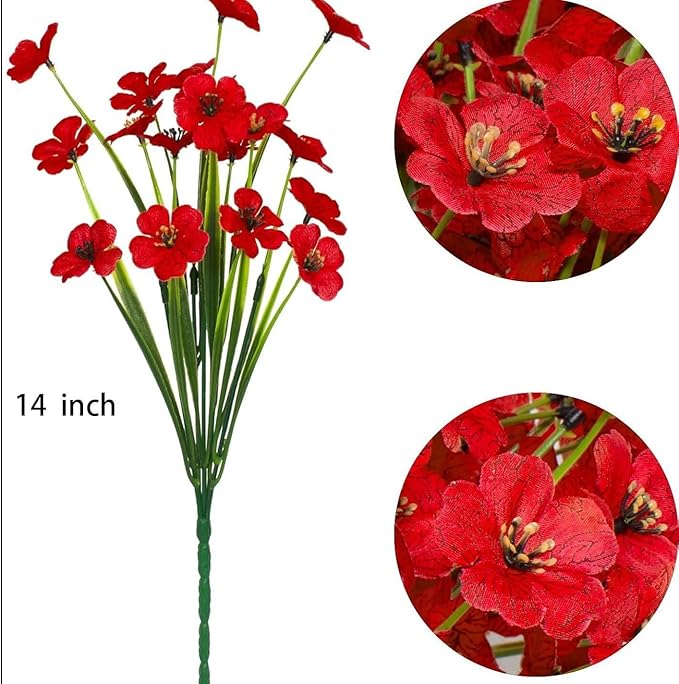 Artificial 15-Bloom Violet Flowers, Fake Flowers for Indoor Outdoor Decor, Faux Plants for Garden, Porch, Fall and Seasonal Decoration, UV Resistant Faux Plants (Mixed)