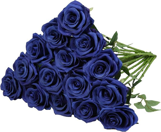 15pcs Fake Roses Artificial Silk Flowers Faux Rose Flower Long Stems Bouquet for Arrangement Wedding Centerpiece Party Home Kitchen Decor