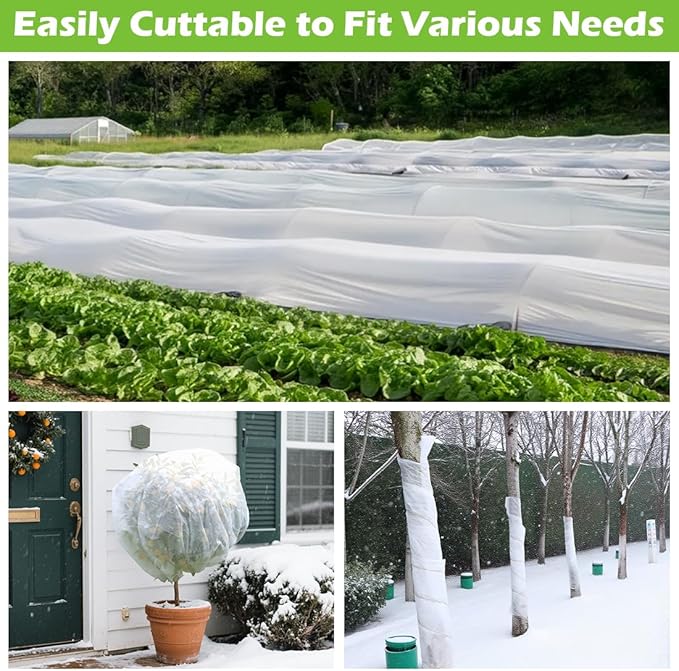 BTPLASTIK Frost Protection Covers for Outdoor Plants 10 x 150Ft, Winter Plant Blankets Freeze Cloths, Folded Rolling Plant Covers Freeze Protection for Raised Beds, Fruit Trees & Shrubs