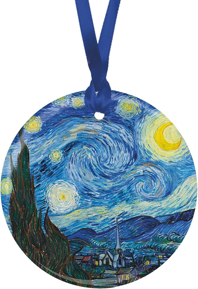 Christmas Tree Ornament, Porcelain Van Gogh Starry Night fine Art Keepsake Ornament by RainCaper