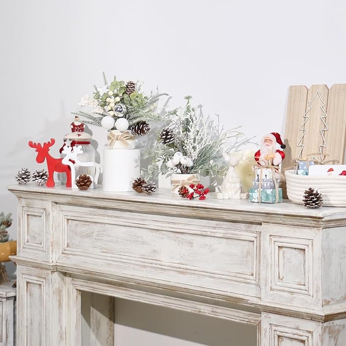 JJIALEIXI 2PCS Small Christmas Tree,11" Artificial Little Potted Mini Tabletop Tree Christmas Decorations, for Wedding Holiday Indoor Xmas Party Winter Decor (White/Green/Silver).