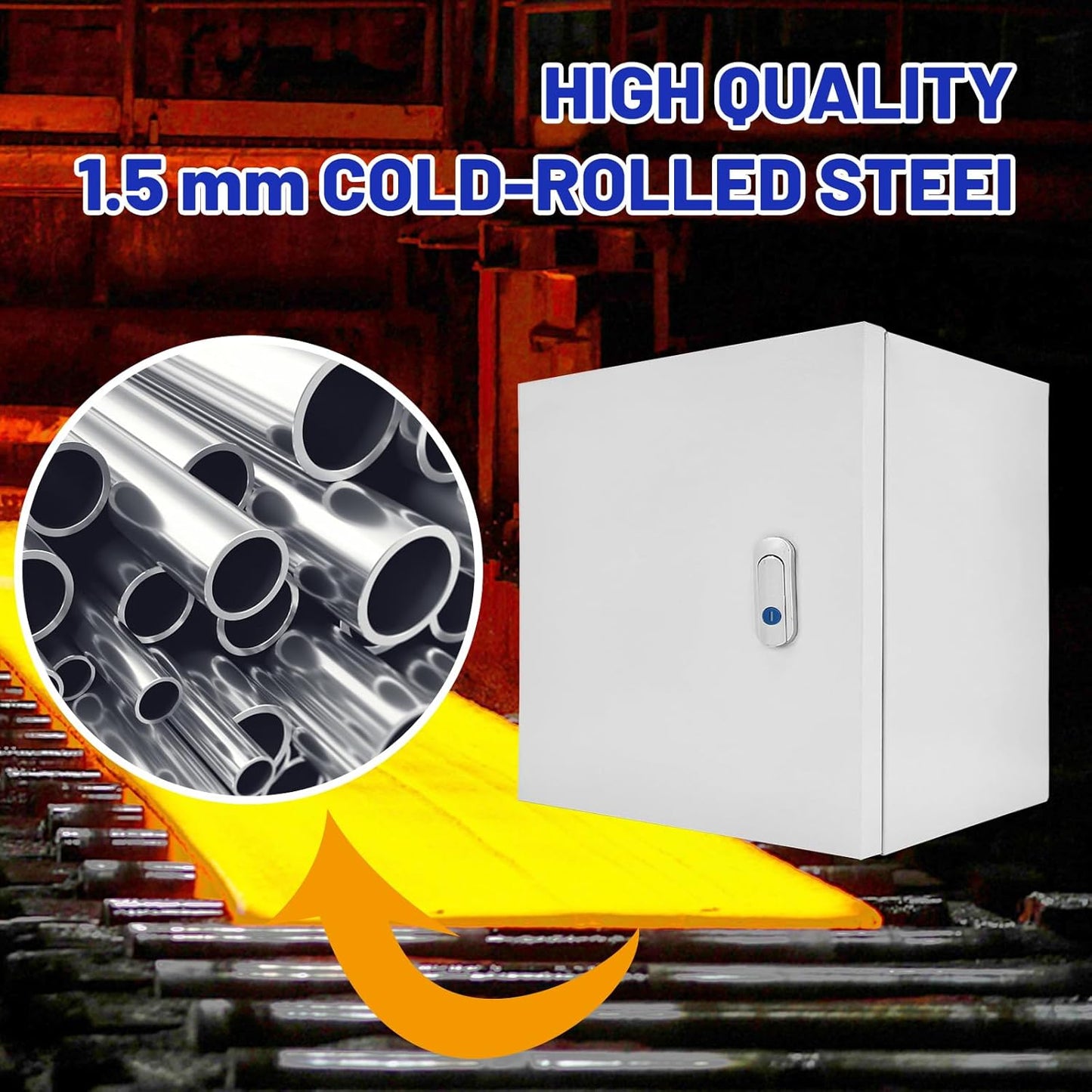 Outdoor Electrical Box 20 x 20 x 8''D NEMA 4X Enclosure Steel Box, Waterproof & Dustproof Outdoor/Indoor Lockable Electrical Junction Box, with Mounting Plate