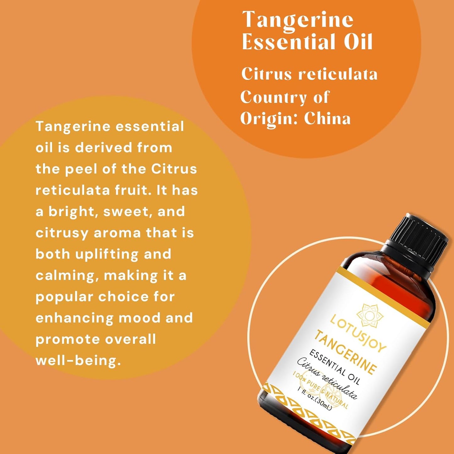 Tangerine Essential Oil Pure Organic for Diffuser Candle Making Skin Hair - 1 Oz