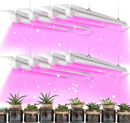 8 Pack LED Grow Light 2FT, Upgrade 192W(8×24W) High Intensity Full Spectrum Indoor Grow Lights with High PPFD Value, T8 Grow Lights for Indoor Plants, Seed Starting, Succulent, Vegetables
