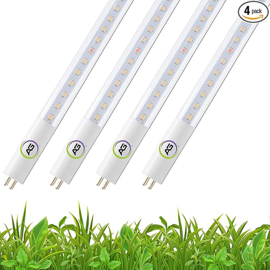 Active Grow T5 High Output 4FT LED Grow Light Bulb - T5 Grow Lights for Indoor Plants, Seed Starting & Compact Plant Growth - 25W - Sun White Pro Full Spectrum - Ballast Bypass 120-277V - 4-Pack