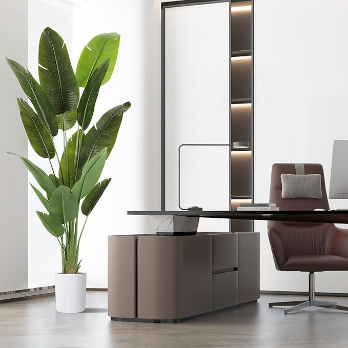 Large Artificial Plants Indoor 7.2Ft Silk Bird of Paradise Big Tall Fake Tree Faux Green Silk Floor Potted Plants for Home Living Room Bedroom Office Decor (2 Pack)…