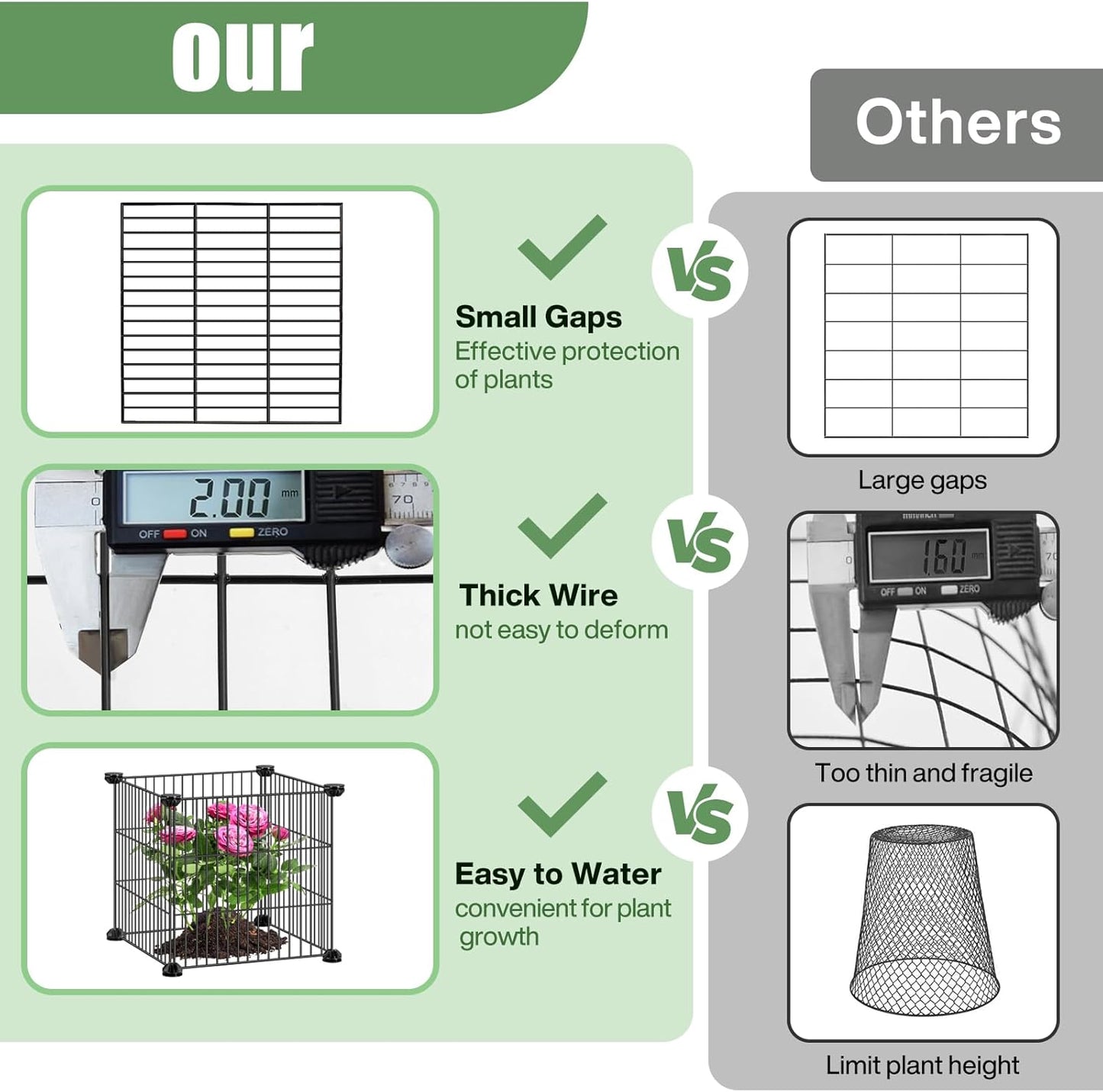 2 Packs Plant Protectors from Animals, Metal Mesh Wire Cloche Plant Cages for Outdoor Plants,Sturdy Metal Cage Garden Protection for Your Plants and Seedlings to Keep Animals Out